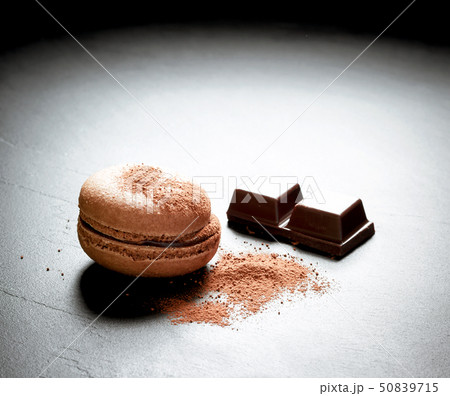 Chocolate macaron at the black background 50839715