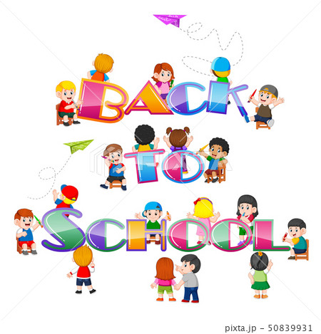 the back to school text drawing with the student  50839931