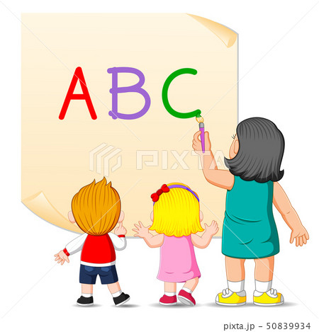 the teacher is teaching the alphabet  50839934