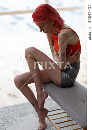anorexic Red-haired anorexic woman with tattoos having...の写真素材 [50840439] - PIXTA