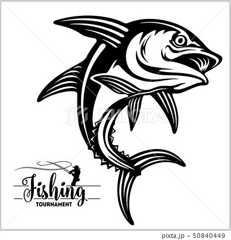Tuna big fishing on white logo illustration. - Stock Illustration  [50840449] - PIXTA