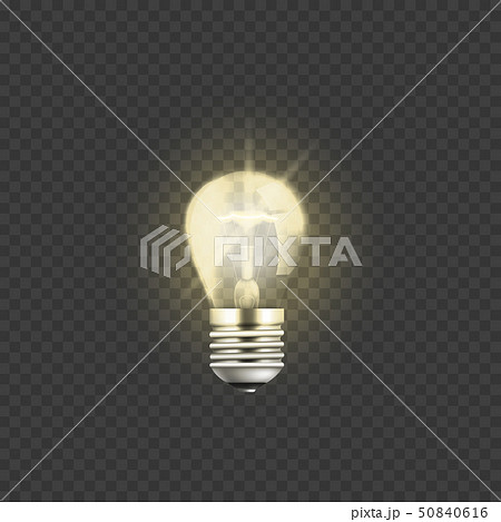 Electric light bulb 3d vector illustration isolated on transparent background. 50840616