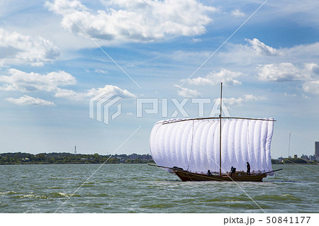 霞ヶ浦観光帆引き船の写真素材