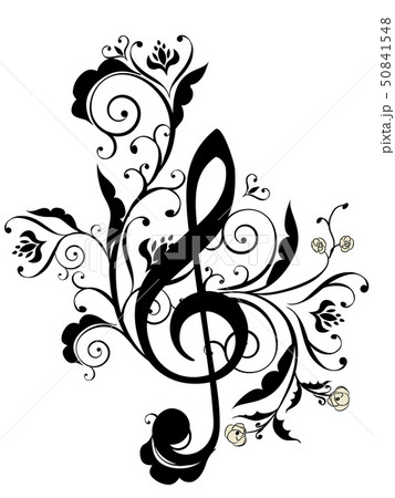 Music Notes Floral Ornament 50841548
