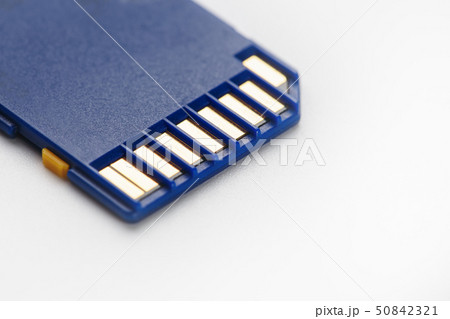 Blue SD Memory Card Isolated on White. concept 50842321