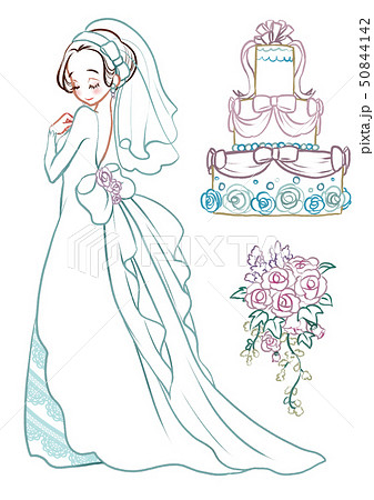 イラスト ウエディングドレス 花嫁のイラスト素材