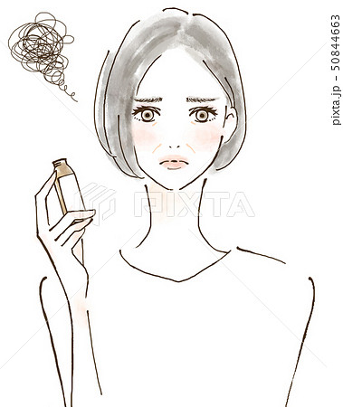 ストレス クレーム イライラするシニア女性 眠気覚まし 残業のイラスト素材