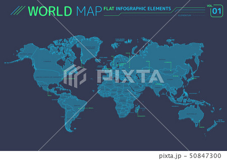 North and South America, Asia, Africa, Europe, Australia and Oceania Vector Maps 50847300