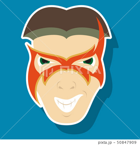 Superhero in Action. Superhero character . Icon in sticker style 50847909