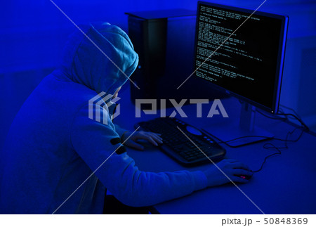 Cybercrime and Hacking Concept. Hacker Using Computer Virus Program 50848369