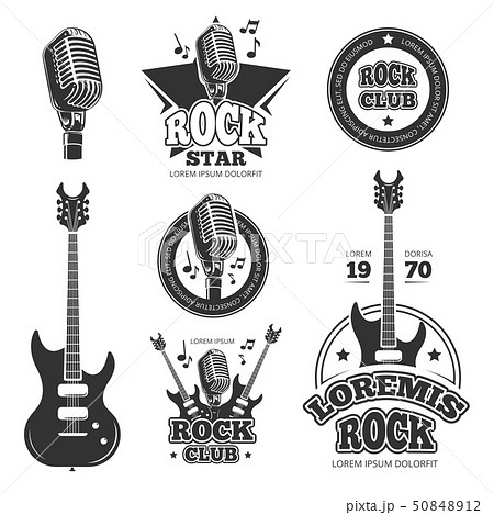 Vintage Rock And Roll Music Vector Labels Stock Illustration