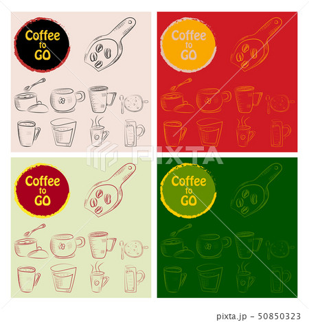 Set of doodle hand drawn sketches isolated on chalkboard background. Design elements for cafe menu 50850323