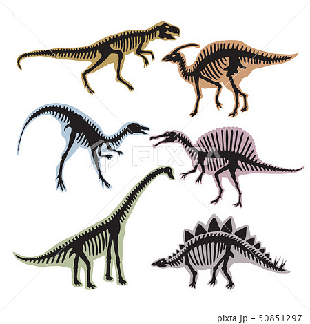 Skeleton Of Dinosaurs Vector Silhouette Of のイラスト素材