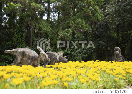 恐竜の石像の並ぶ新島の公園　※エディトリアル向け（2019年5月5日撮影） 50851700
