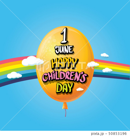 1 june international childrens day background. happy Children day greeting card with balloons, sky 50853196