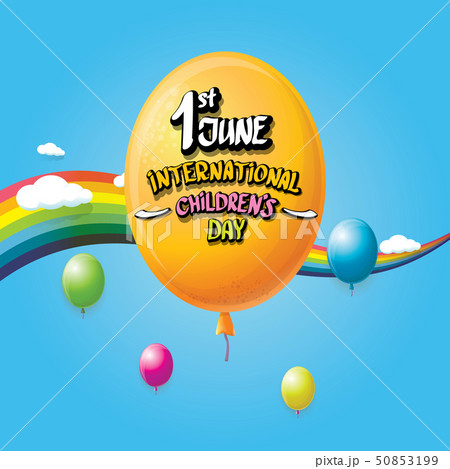 1 june international childrens day background. happy Children day greeting card with balloons, sky 50853199