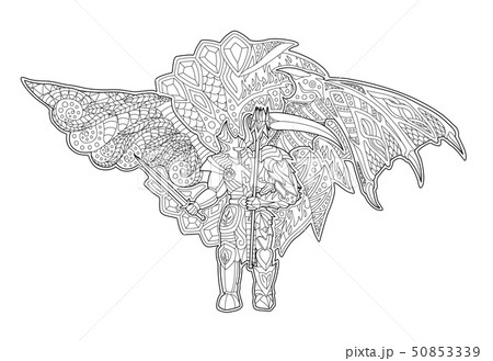 Art for coloring book with cartoon fallen angel 50853339
