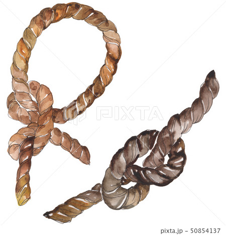 Set of sea rope nots. Watercolor background illustration set. Isolated sailing not illustration Set of sea rope nots. Watercolor background illustration set. Isolated sailing not illustration 50854137