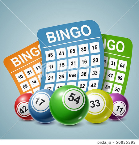 Bingo Ball and tickets background. Vector illustration 50855595
