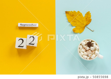Autumn composition. Wooden calendar September 22, 50855698