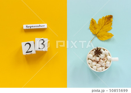 Autumn composition. Wooden calendar September 23, Autumn composition. Wooden calendar September 23, 50855699