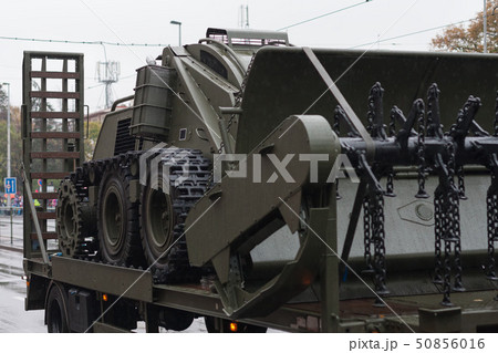 Soldiers of Czech Army are riding military truck 50856016