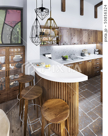 The bar counter in the kitchen loft style. - Stock Illustration [50856324]  - PIXTA