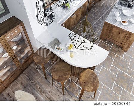 The bar counter in the kitchen loft style. 50856344