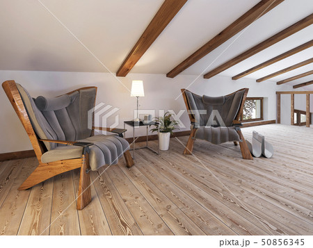 The attic floor with a seating area with designer 50856345