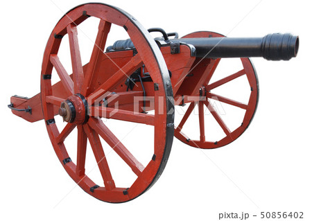 old vintage red gunpowder post-medieval artillery 50856402