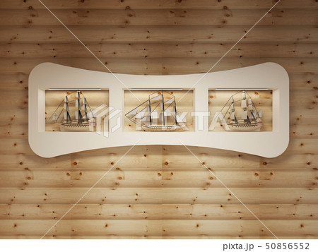 White shelves with niches with models of sea 50856552