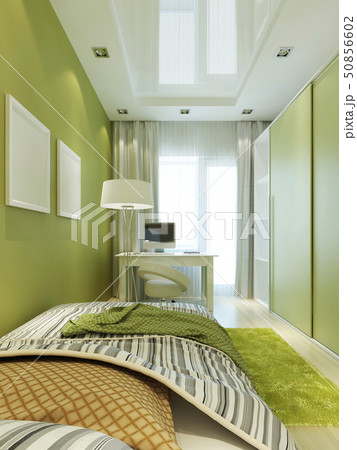 Children's room for the boy in light green colors. 50856602