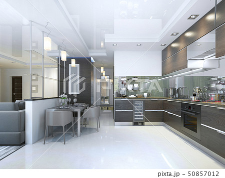 Kitchen Contemporary in brown with white walls and 50857012