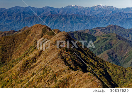 御坂山地・鬼ヶ岳から見る王岳と南アルプスの山並み 50857629