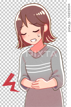 腹痛を訴える女の子のイラスト 腹痛を訴える女の子のイラスト 50859094