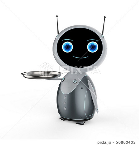Robot With Serving Trayのイラスト素材