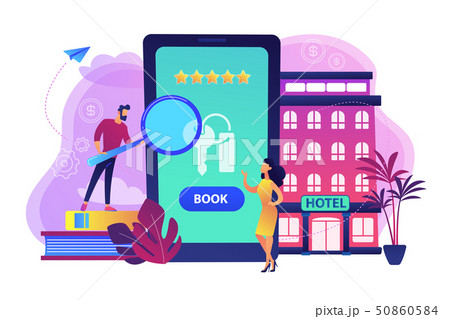 Booking Hotel Concept Vector Illustrationのイラスト素材