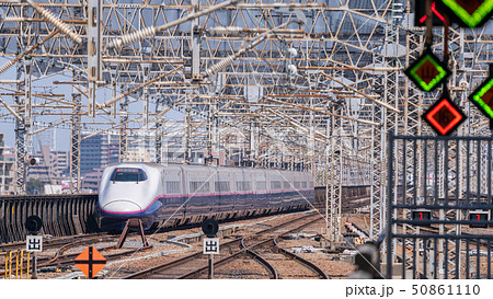 東北 上越 北陸 長野 新幹線 車両の写真素材