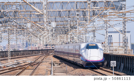 東北 上越 北陸 長野 新幹線 車両の写真素材