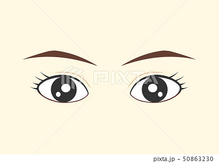 瞳 女性 三角眉 茶 のイラスト素材