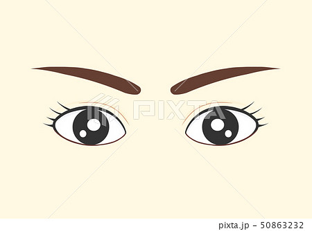 瞳 女性 つり眉 茶 のイラスト素材