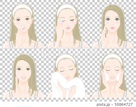 スキンケアをしている女性のイラスト 50864727