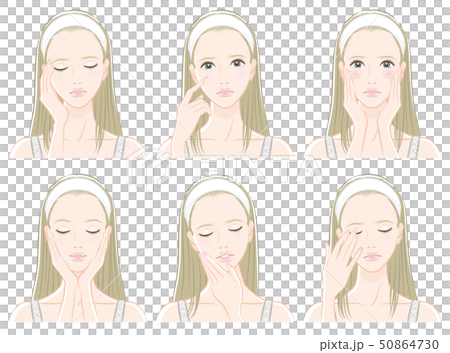 スキンケアをしている女性のイラスト 50864730