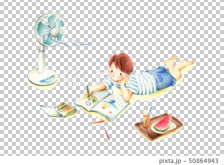 Summer vacation children doing homework 50864943