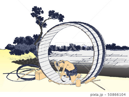 葛飾北斎イメージ尾州不二見原白バック 50866104