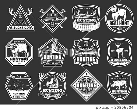Hunt wild animals and birds, hunter club badges 50866504
