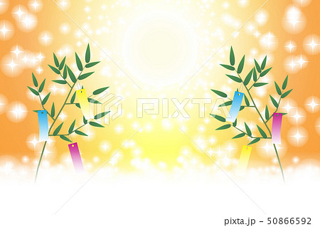 和風背景イラスト,七夕祭り,飾り,伝統行事,短冊,笹の葉,天の川,星屑,キラキラ,七月,無料素材,夏 50866592