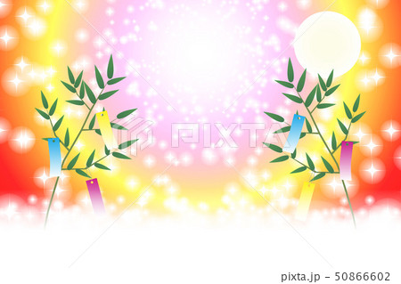 和風背景壁紙 七夕祭り 竹飾り 伝統行事 短冊 夏 伝統行事 星屑 天の川 キラキラ 七月 無料素材のイラスト素材