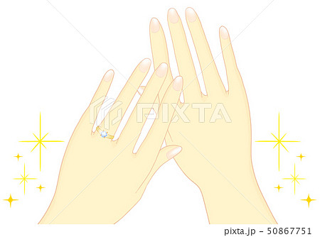 薬指にダイヤの指輪 女性 ゴールド（キラキラ） 50867751