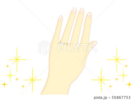 薬指にダイヤの指輪 女性 ゴールド（キラキラ） 50867753